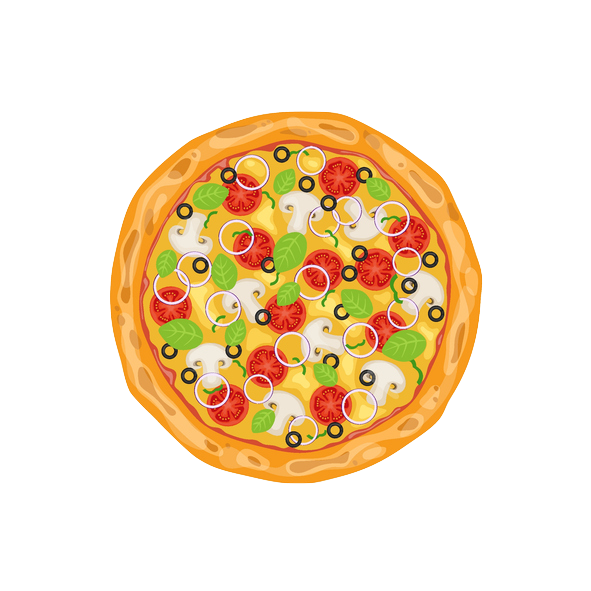 Pizza dividida en 8